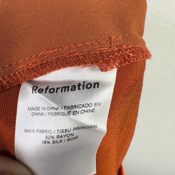 Reformation Wes Pants Set Women 4 Orange Silk Blend Velvet Wide Leg Holiday Luxe - Picture 11 of 15